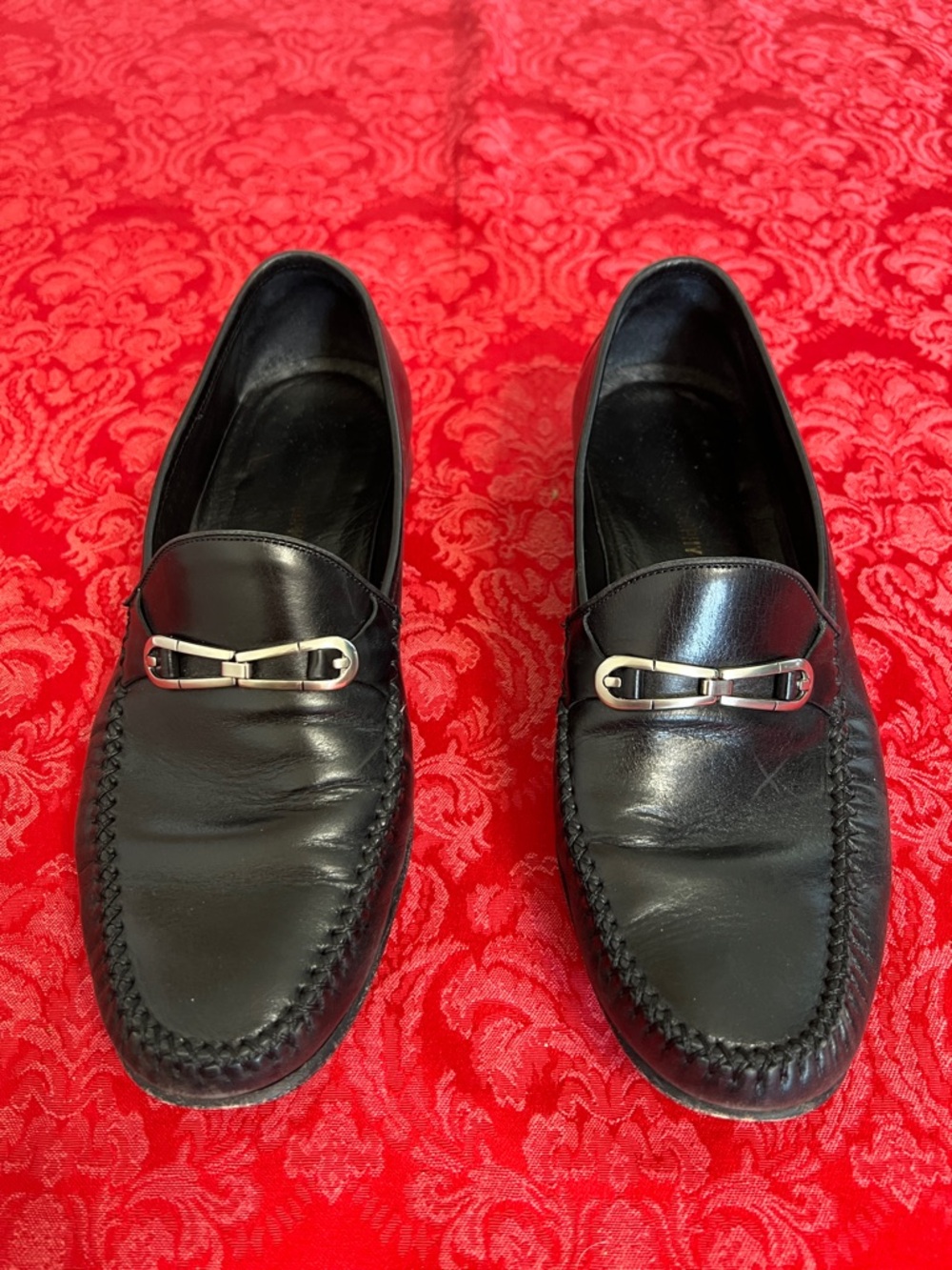 Johnston & Murphy Black Leather Bit Loafers Men's Size 9 Made in Italy Horsebit